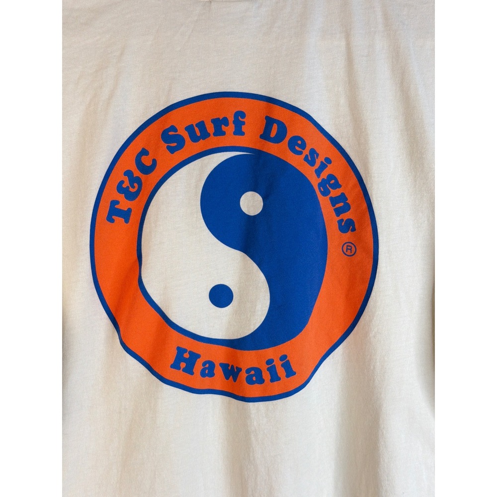 T&C Surf Designs Mens Large T-Shirt Cream Yin Yang Hawaii Organic Cotton - Picture 5 of 9